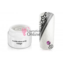 Gel UV Jolifin color cu sclipici Sparkle Silver White 5 ml + 1 Pigment Oglinda Cadou
